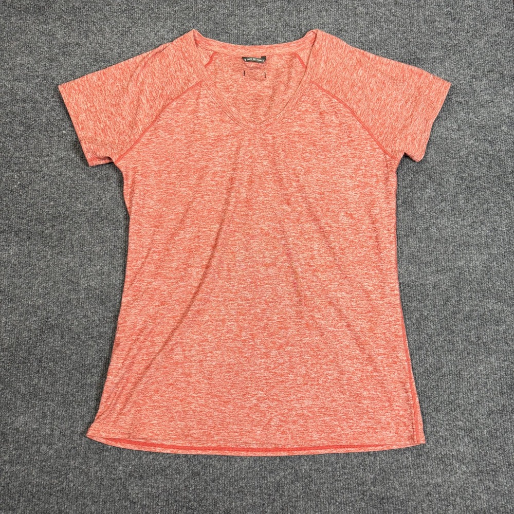 Oiselle Women Small Orange Heathered V-Neck Raglan Short Sleeve Running Shirt